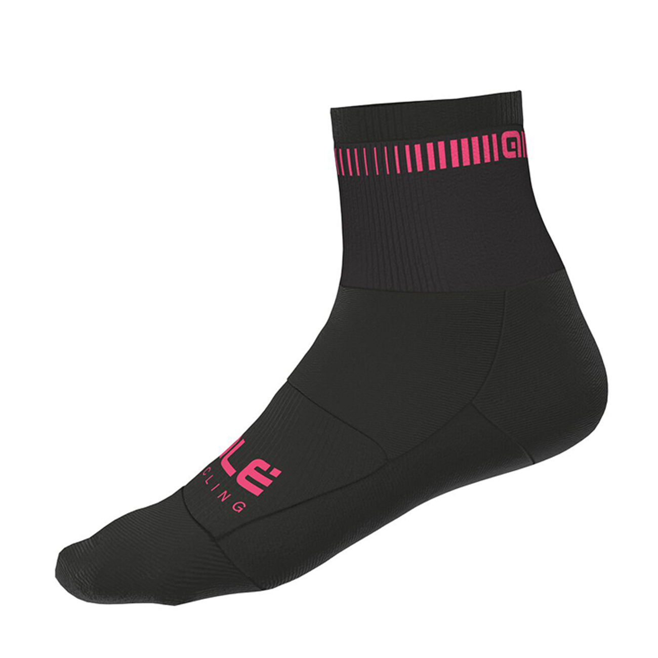 
                ALÉ Cyklistické ponožky klasické - LOGO Q-SKIN  - ružová/čierna L
            