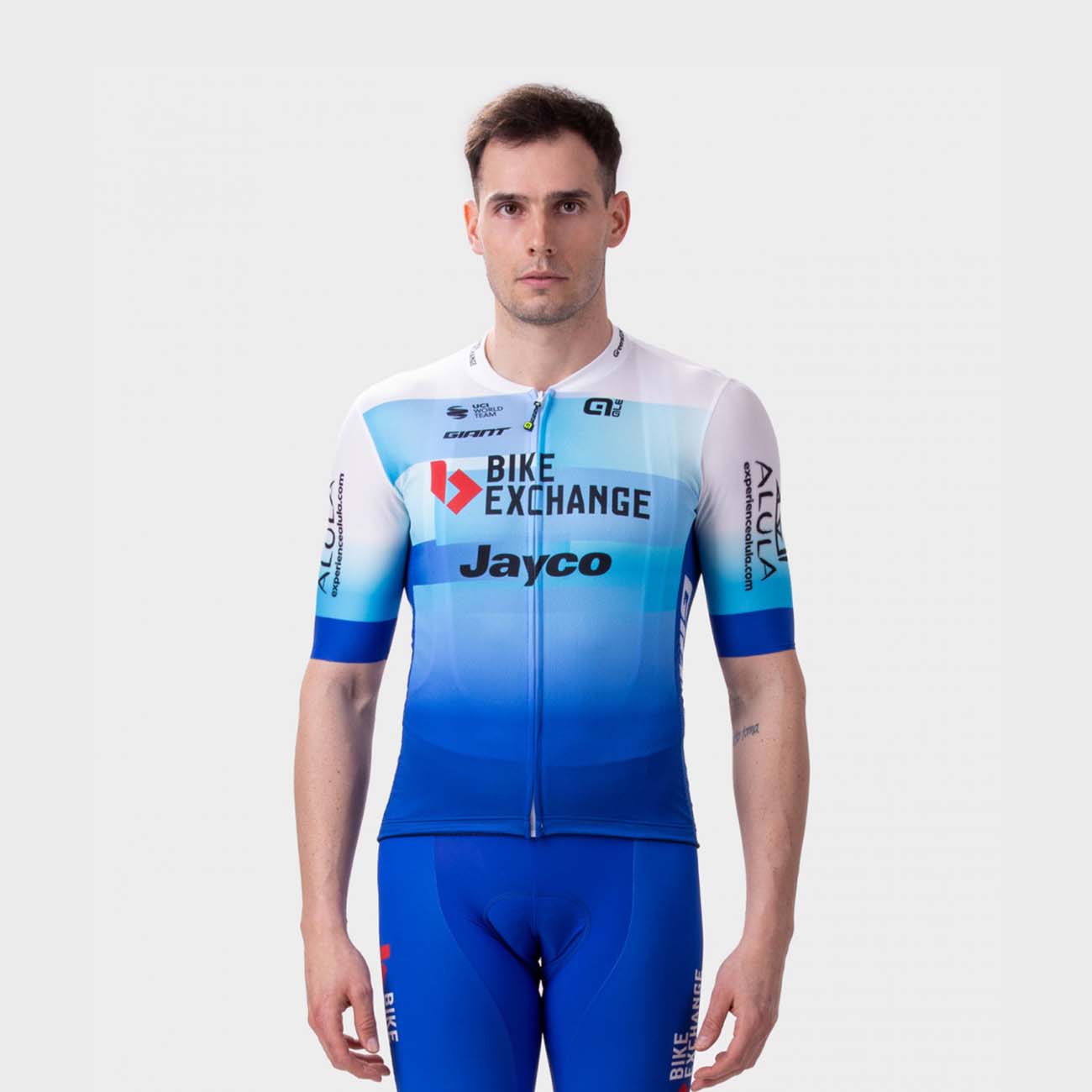 ALÉ Cyklistický dres s krátkym rukávom - BIKE EXCHANGE 2022 - biela/modrá