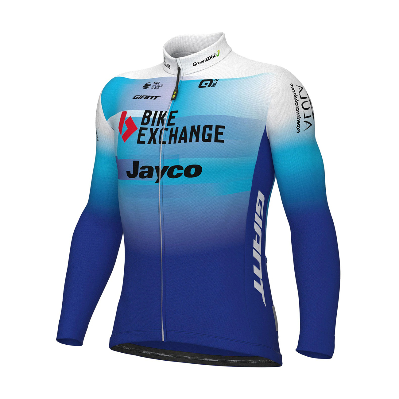 ALÉ Cyklistický dres s dlhým rukávom zimný - BIKE EXCHANGE 2022 - modrá/biela