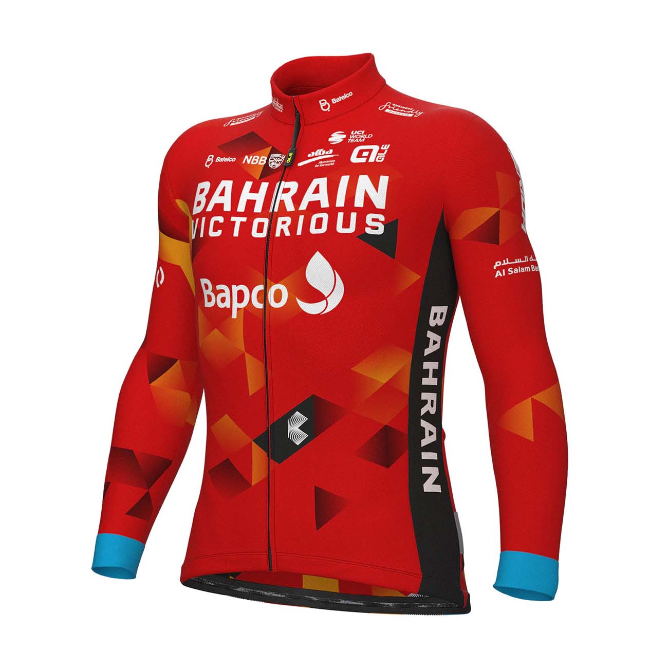 ALÉ Cyklistický dres s dlhým rukávom zimný - BAHRAI VICTORIOUS 22 - žltá/modrá/červená/čierna