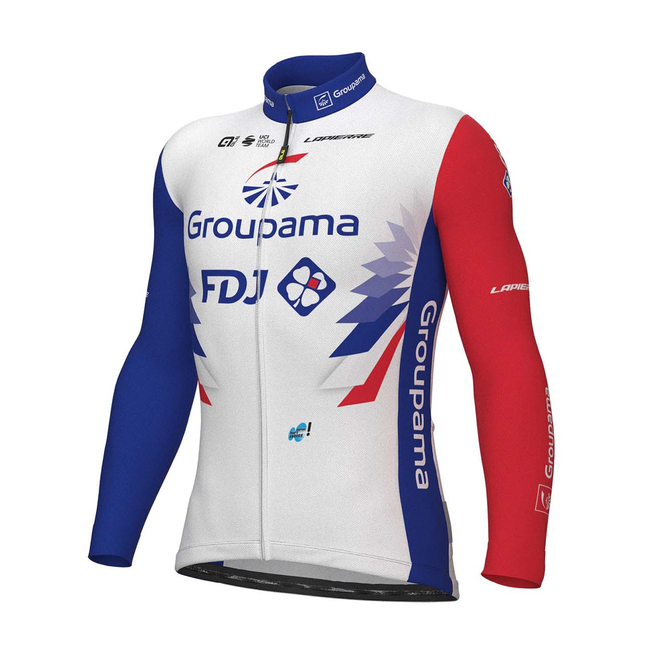 
                ALÉ Cyklistický dres s dlhým rukávom zimný - GROUPAMA FDJ 2022 - červená/modrá/biela 2XL
            