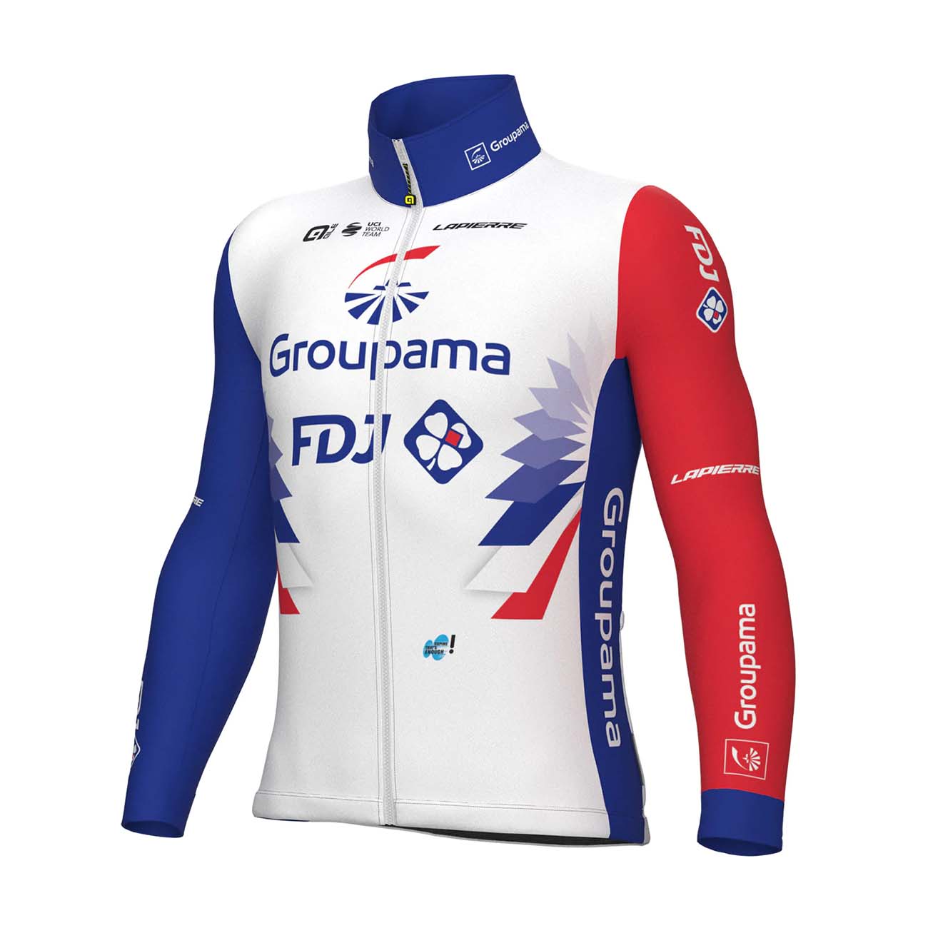 
                ALÉ Cyklistická zateplená bunda - GROUPAMA FDJ 2022 - červená/modrá/biela
            