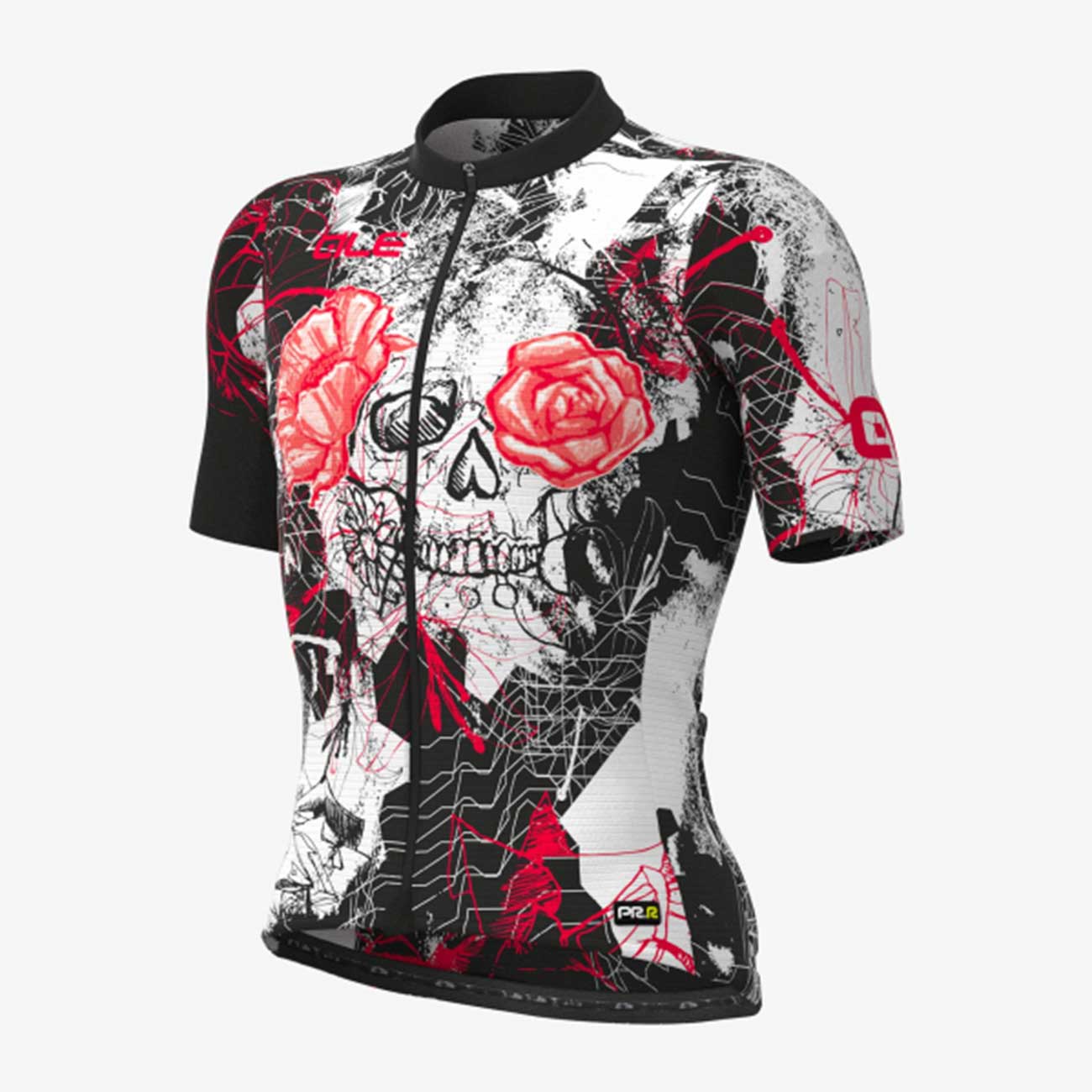 
                ALÉ Cyklistický dres s krátkym rukávom - SKULL - biela/červená/čierna
            