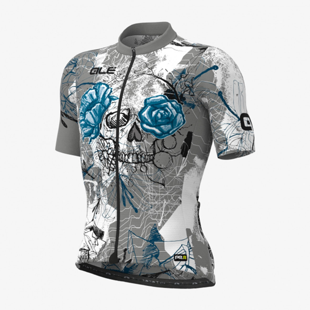 
                ALÉ Cyklistický dres s krátkym rukávom - SKULL - svetlo modrá/šedá
            