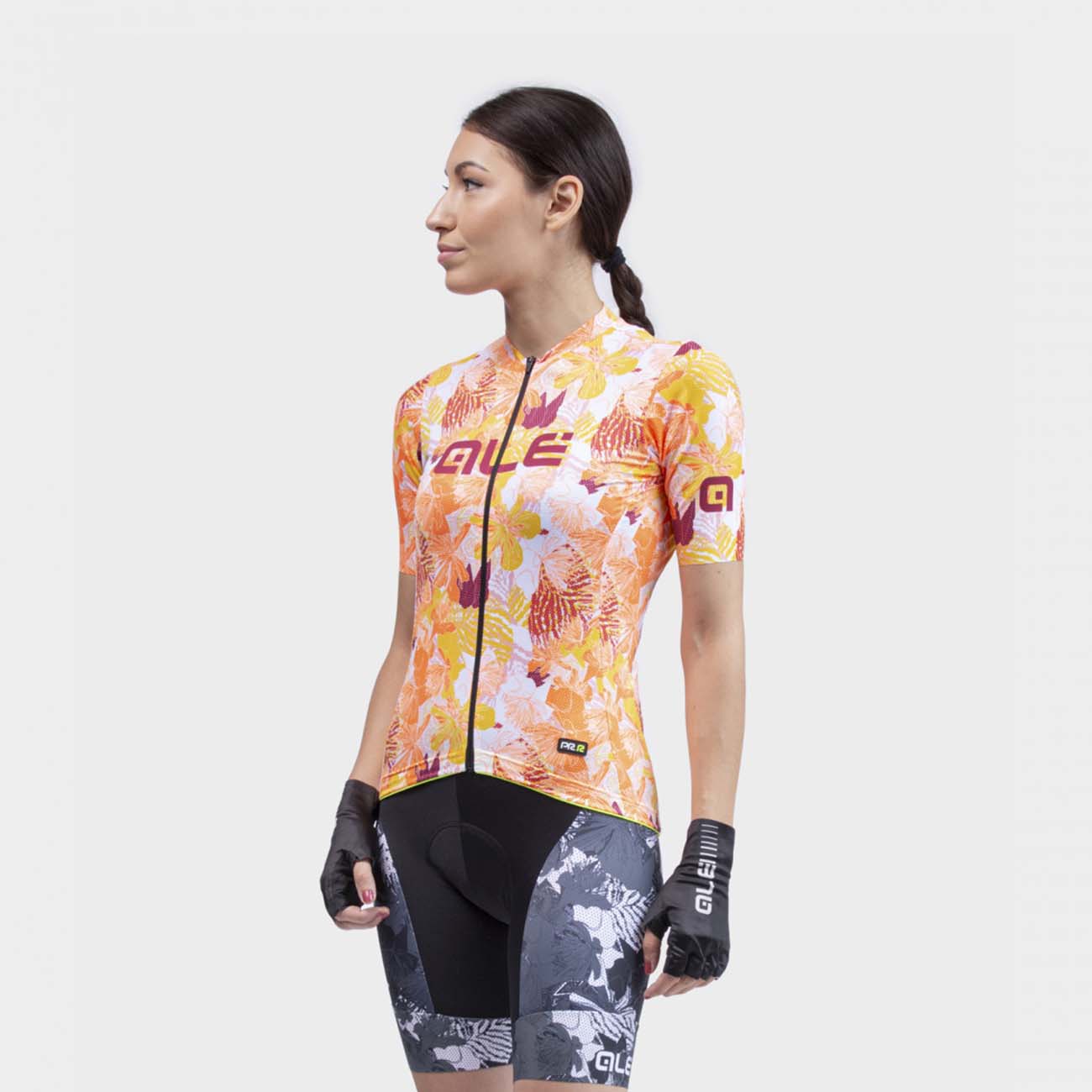 ALÉ Cyklistický dres s krátkym rukávom - PR-R AMAZZONIA LADY - žltá/biela/oranžová/bordová/červená S