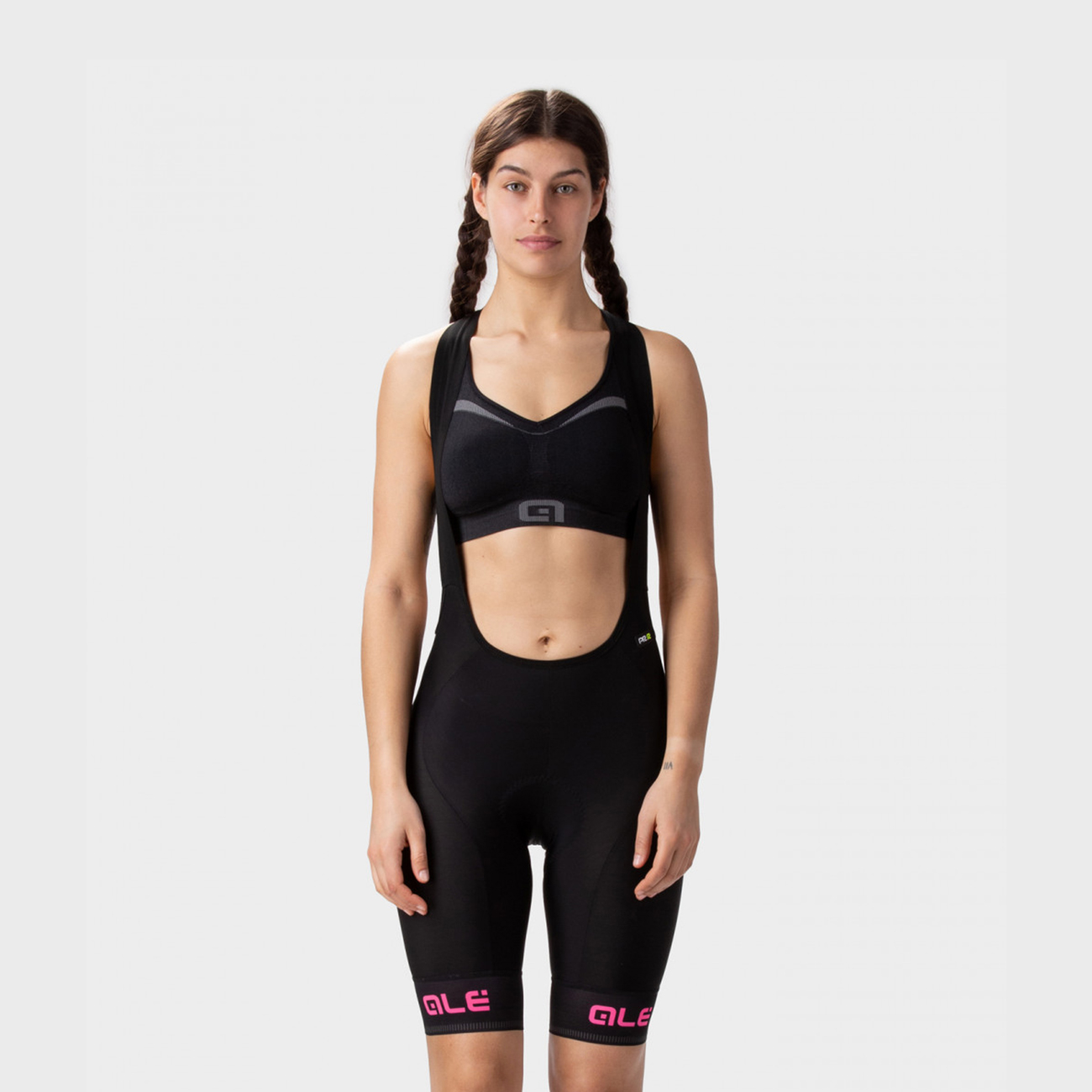 
                ALÉ Cyklistické nohavice krátke s trakmi - PR-R SELLA PLUS LADY - ružová/čierna
            