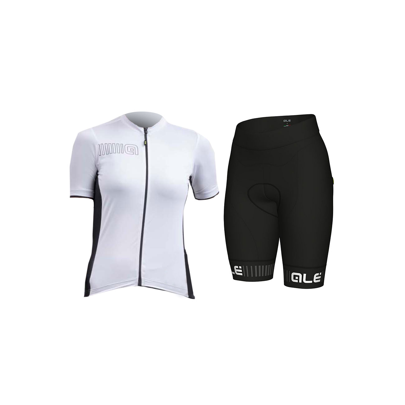 
                ALÉ Cyklistický krátky dres a krátke nohavice - COLOR BLOCK LADY - biela/čierna
            