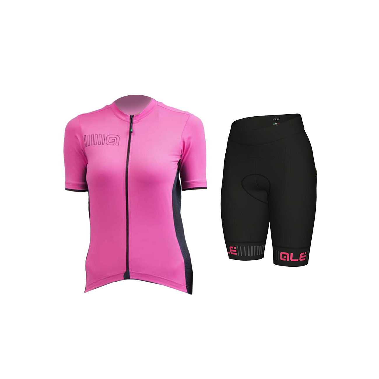 
                ALÉ Cyklistický krátky dres a krátke nohavice - COLOR BLOCK LADY - ružová/čierna
            