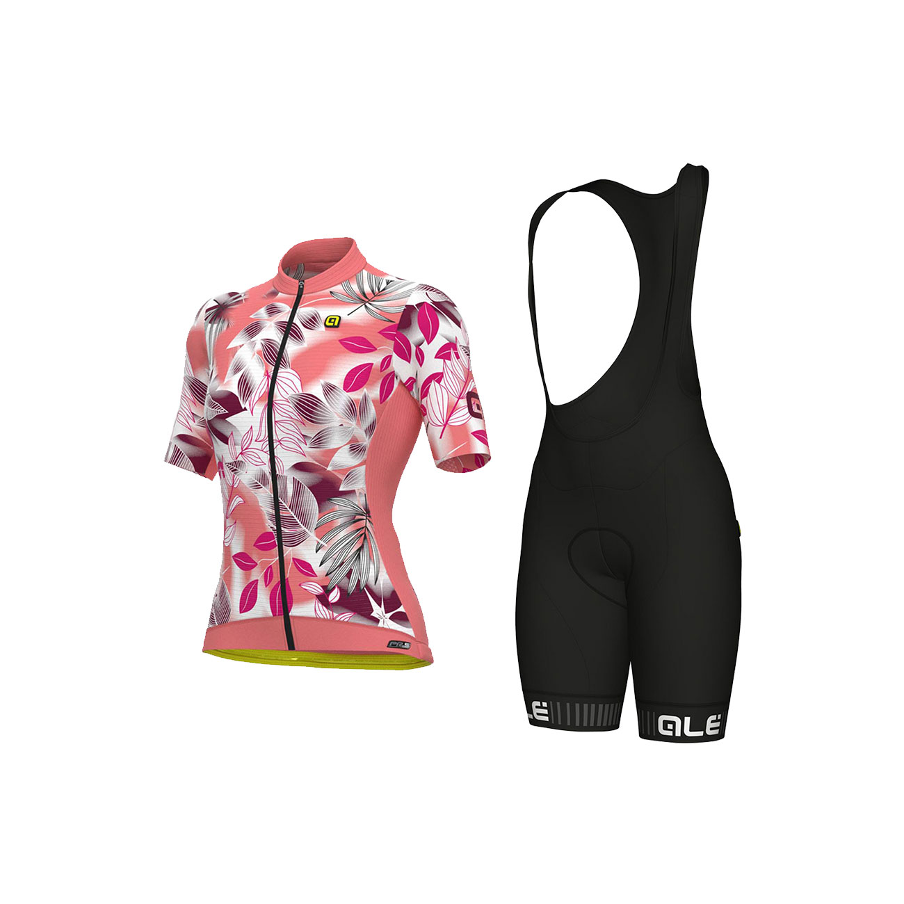 ALÉ Cyklistický krátky dres a krátke nohavice - PR-S GARDEN LADY - bordová/čierna/biela/ružová