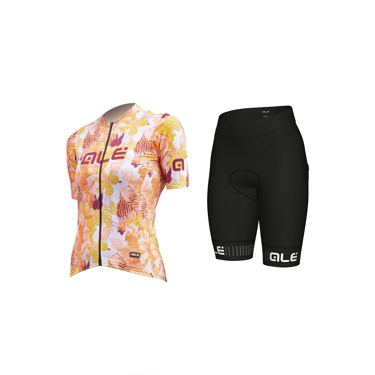 ALÉ Cyklistický krátky dres a krátke nohavice - PR-R AMAZZONIA LADY - biela/oranžová/červená/čierna/bordová