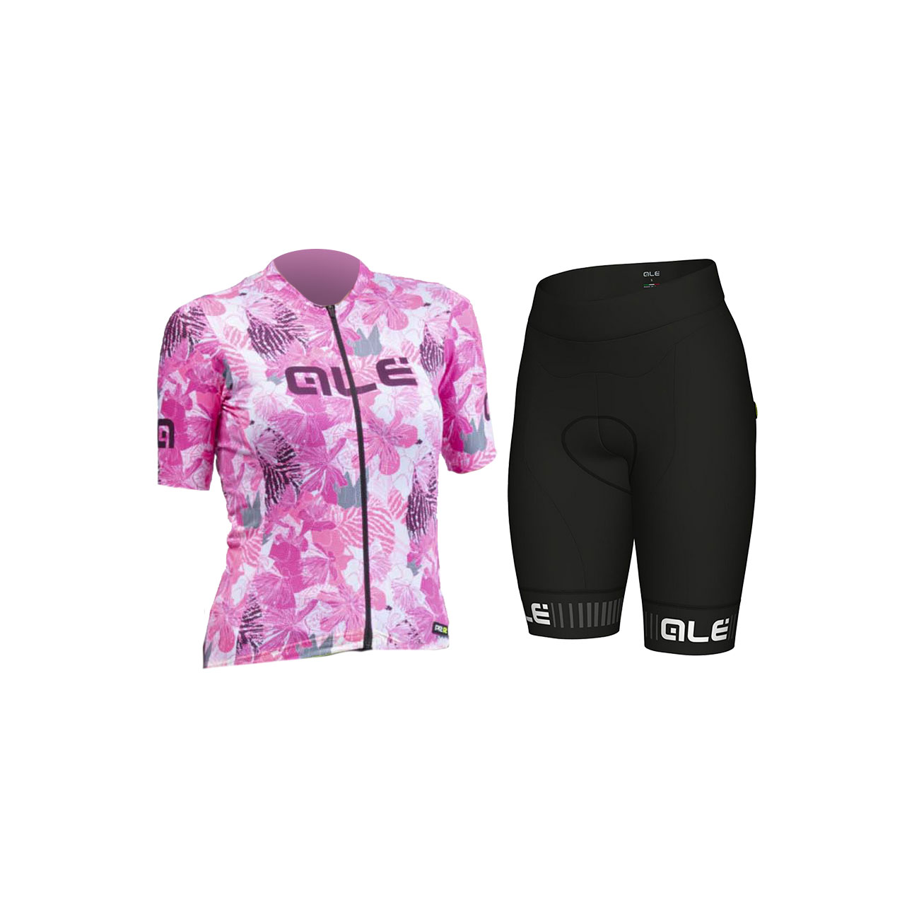 
                ALÉ Cyklistický krátky dres a krátke nohavice - PR-R AMAZZONIA LADY - biela/ružová/bordová/čierna
            