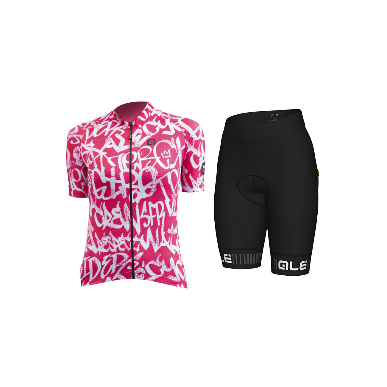 
                ALÉ Cyklistický krátky dres a krátke nohavice - SOLID RIDE LADY - čierna/červená/biela
            