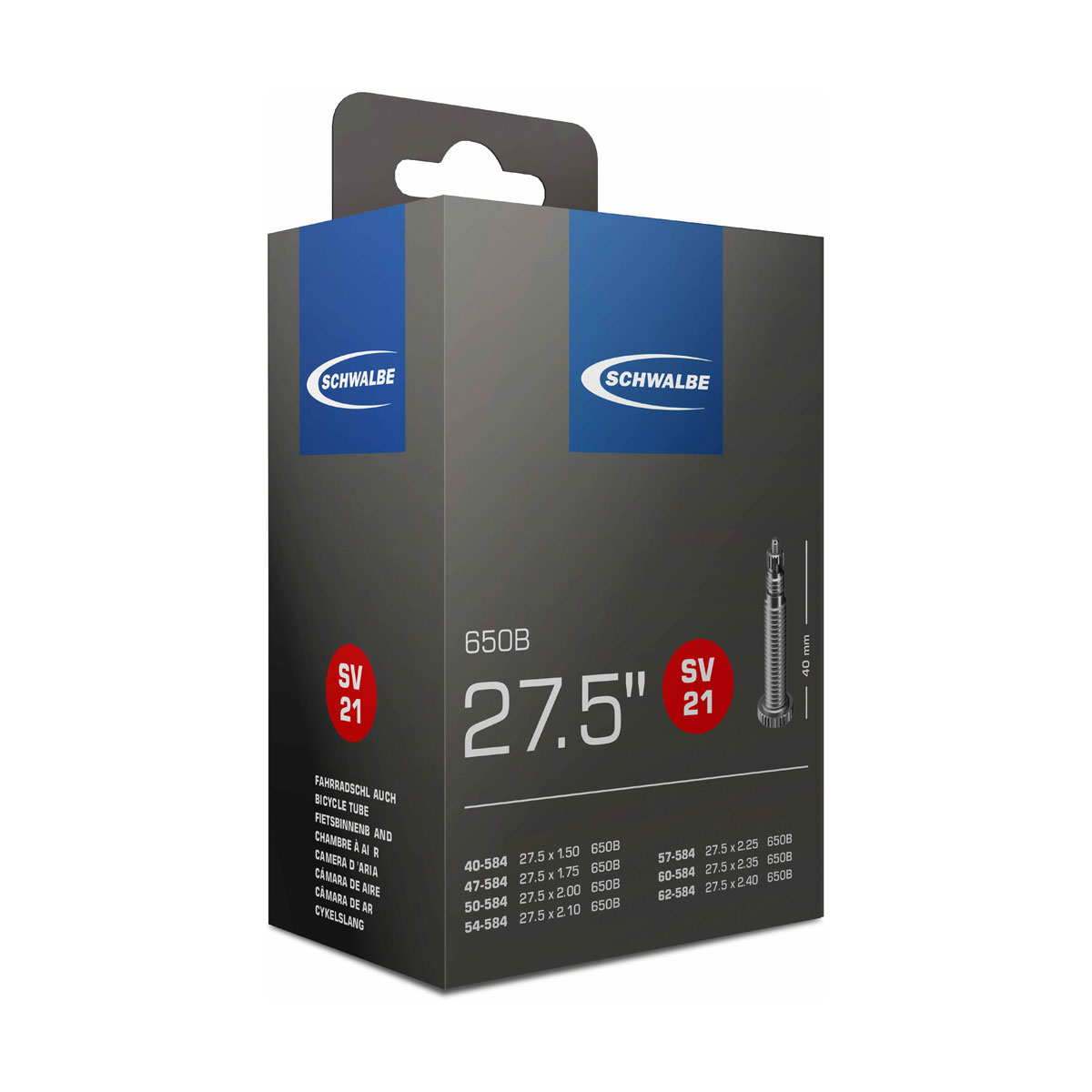 SCHWALBE duša - 650x27,5 SV21 - čierna