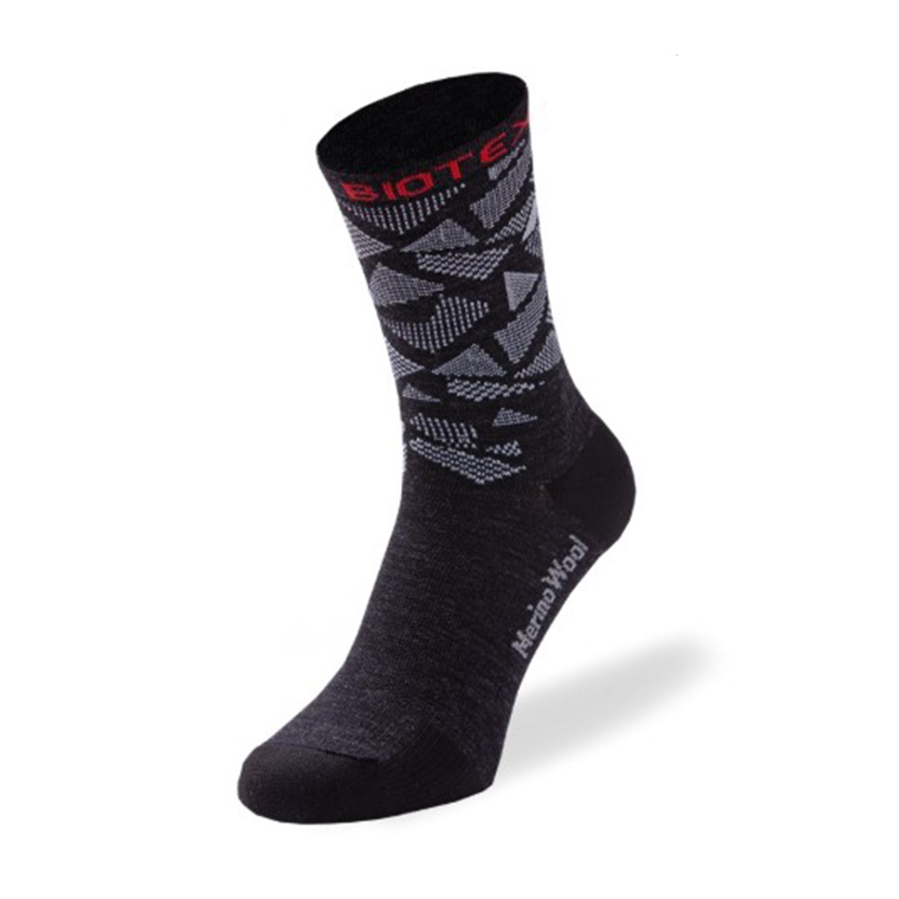 E-shop BIOTEX Cyklistické ponožky klasické - MERINO - biela/čierna 46-48