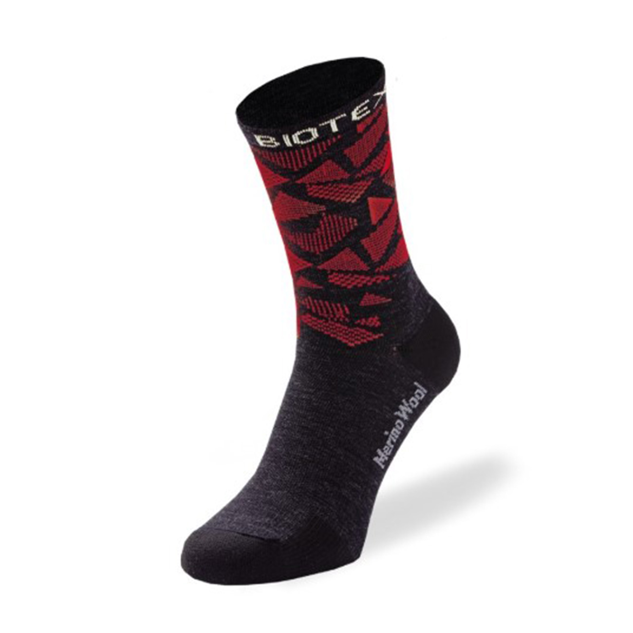 
                BIOTEX Cyklistické ponožky klasické - MERINO - červená/čierna
            