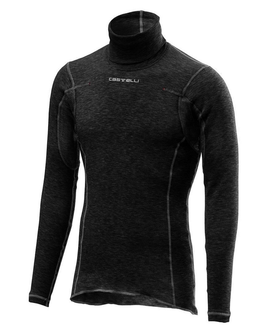 CASTELLI Cyklistické tričko s dlhým rukávom - FLANDERS WARM NECK - čierna