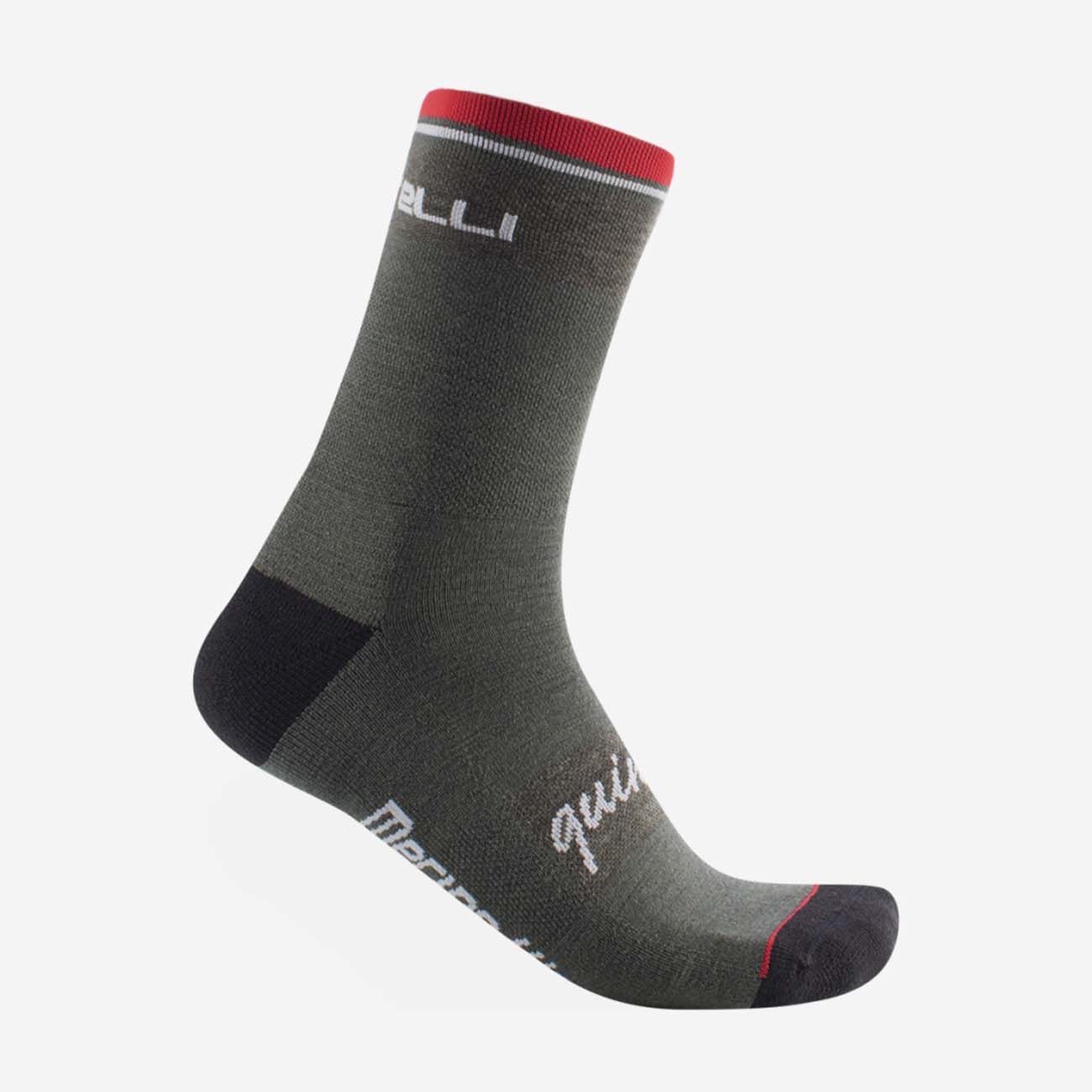 
                CASTELLI Cyklistické ponožky klasické - QUINDICI SOFT MERINO - zelená 2XL
            
