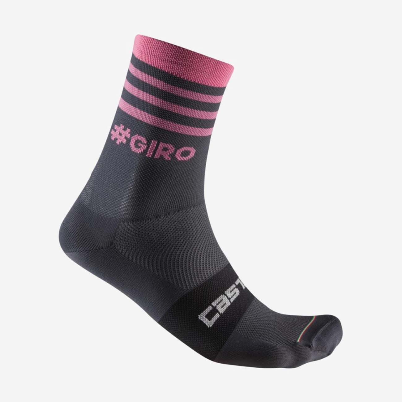 
                CASTELLI Cyklistické ponožky klasické - GIRO D\'ITALIA 2024 - ružová/šedá
            