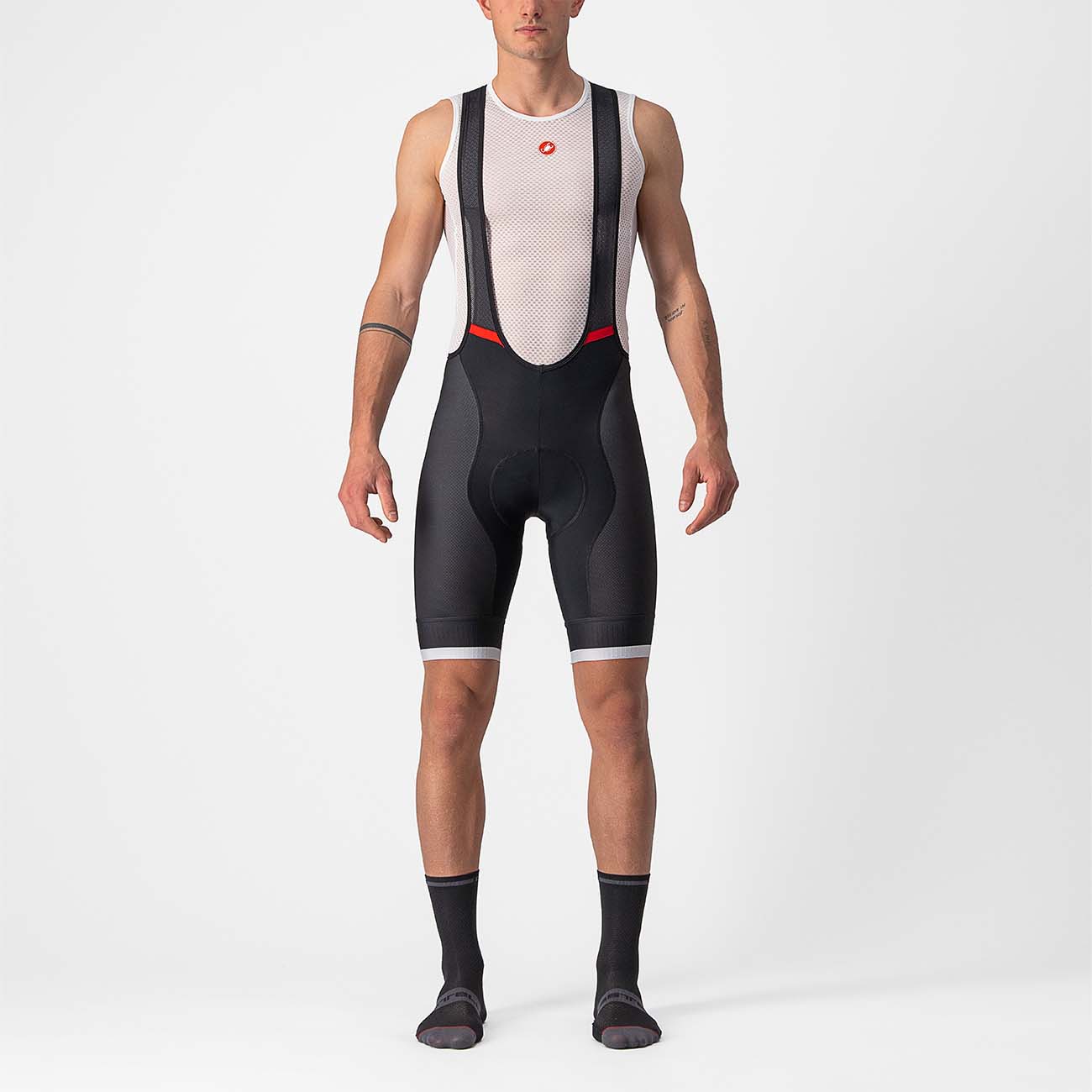 
                CASTELLI Cyklistické nohavice krátke s trakmi - COMPETIZIONE KIT - strieborná/čierna XL
            