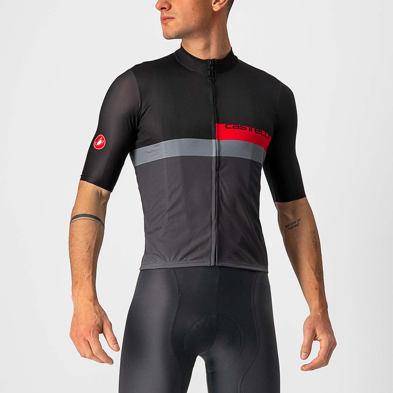 
                CASTELLI Cyklistický dres s krátkym rukávom - A BLOCCO - červená/čierna/šedá M
            