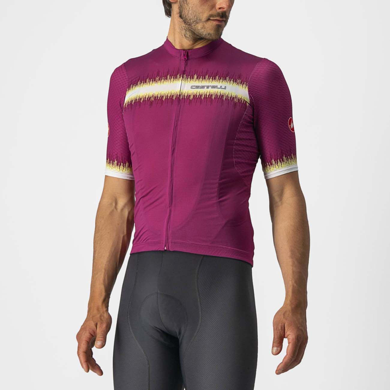 
                CASTELLI Cyklistický dres s krátkym rukávom - GRIMPEUR - bordová/cyklamenová/béžová L
            