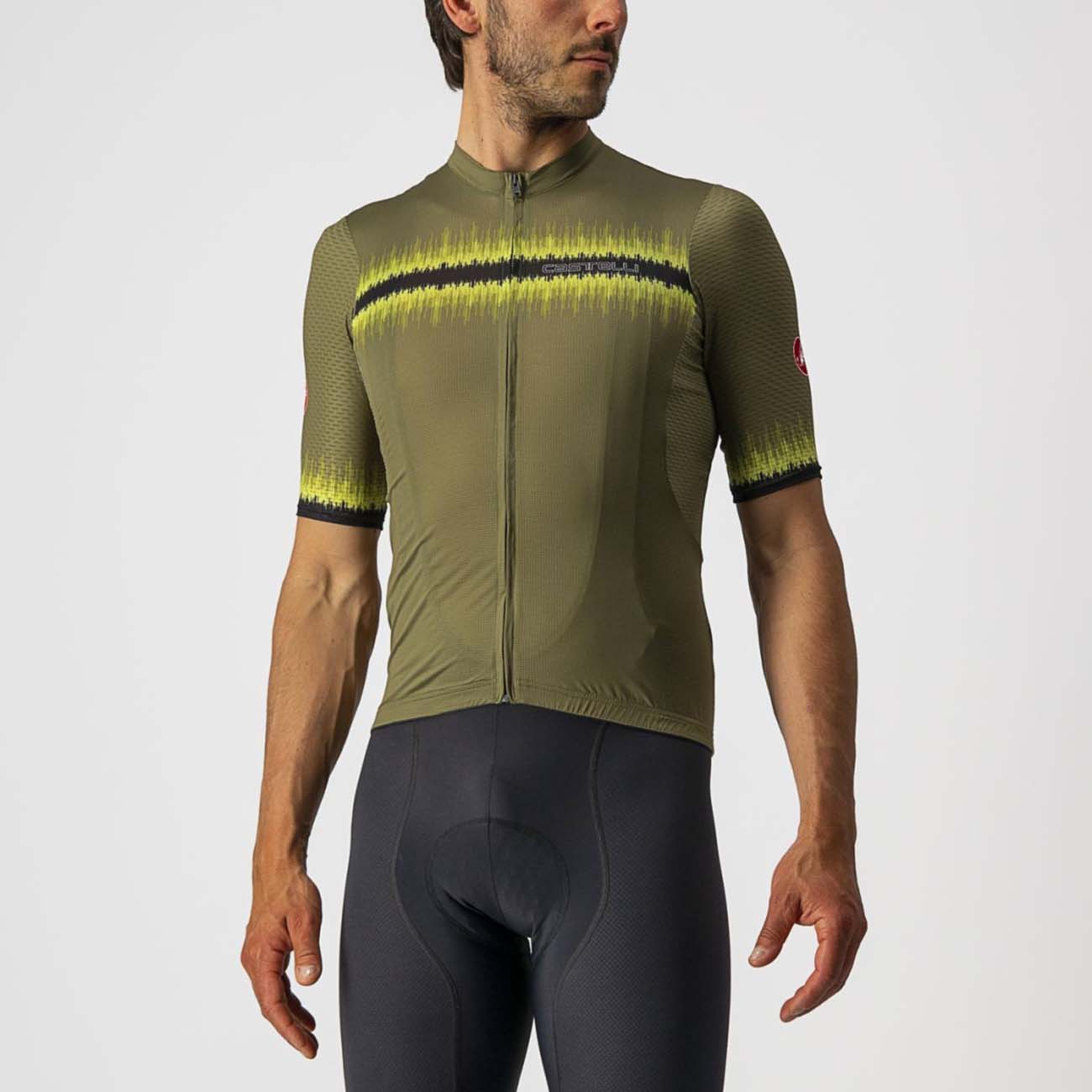 
                CASTELLI Cyklistický dres s krátkym rukávom - GRIMPEUR - zelená/žltá L
            