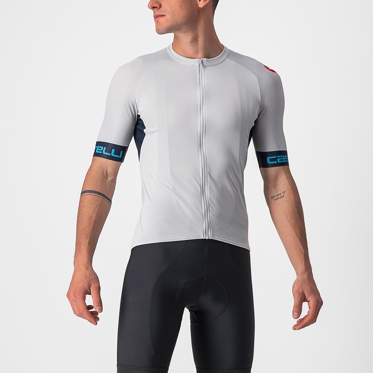
                CASTELLI Cyklistický dres s krátkym rukávom - ENTRATA VI - šedá/modrá 2XL
            