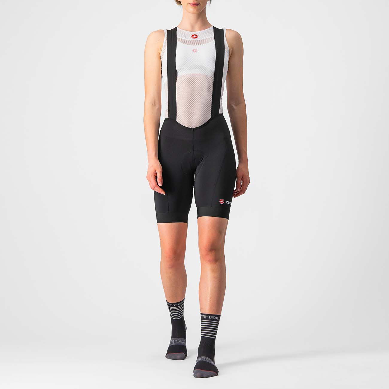 CASTELLI Cyklistické nohavice krátke s trakmi - ENDURANCE LADY - čierna