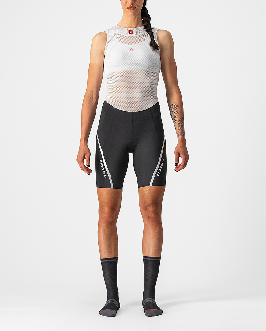 
                CASTELLI Cyklistické nohavice krátke bez trakov - VELOCISSIMA 3 LADY - čierna/strieborná XS
            