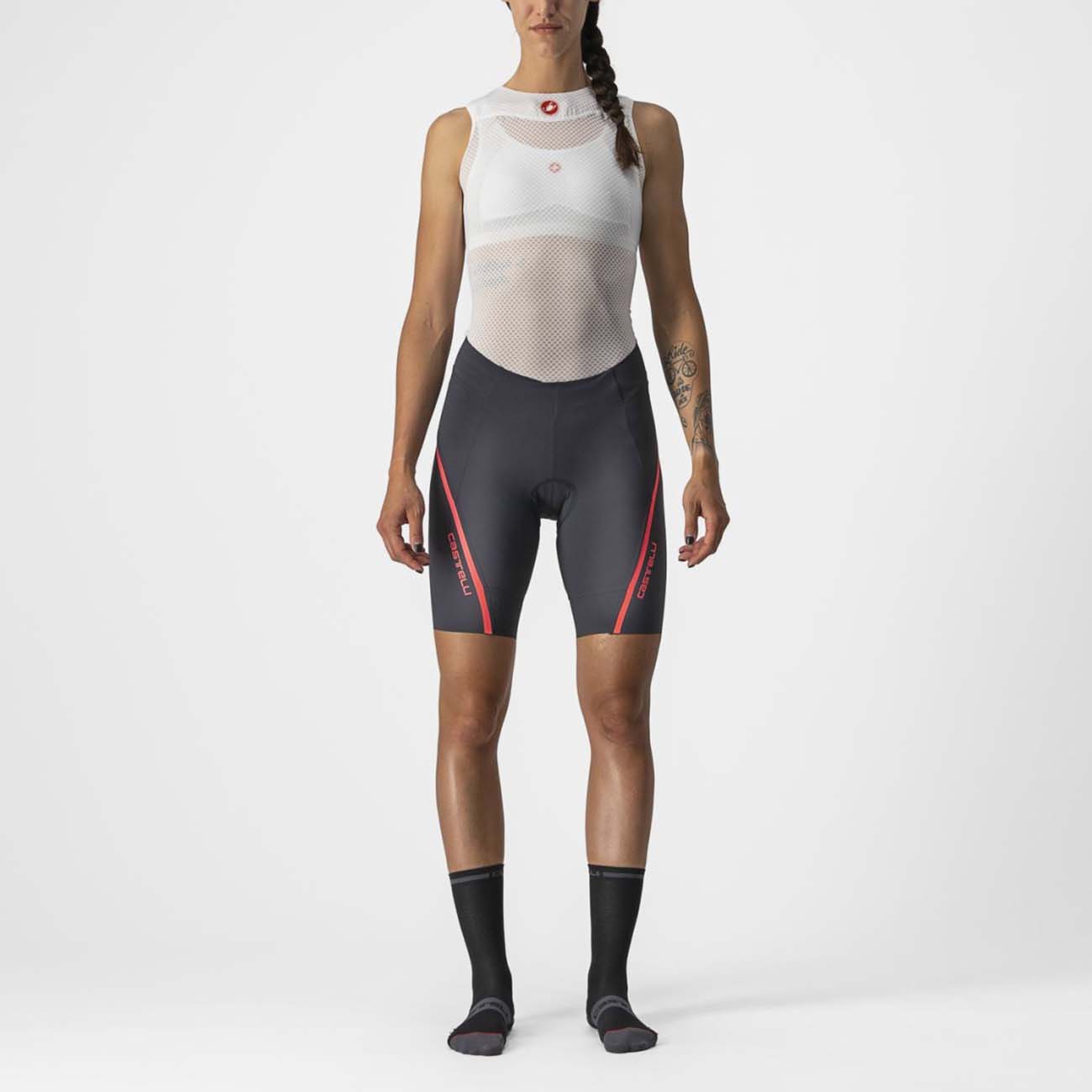 
                CASTELLI Cyklistické nohavice krátke bez trakov - VELOCISSIMA 3 LADY - šedá/strieborná/ružová
            