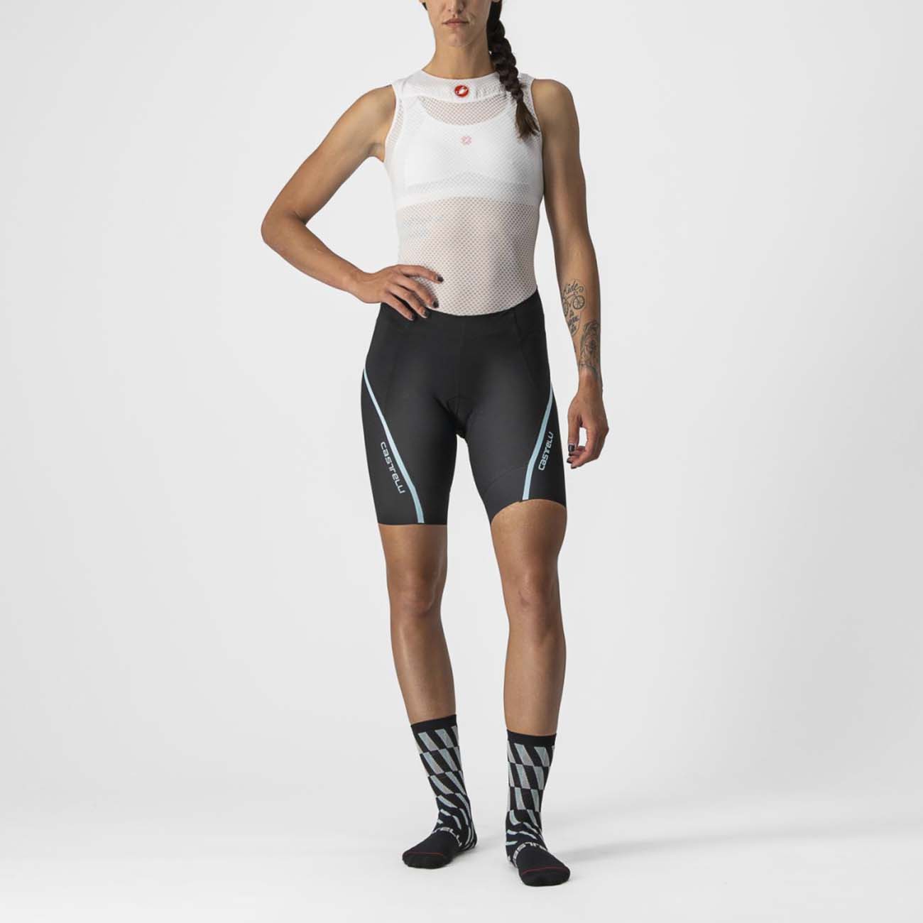 
                CASTELLI Cyklistické nohavice krátke bez trakov - VELOCISSIMA 3 LADY - čierna/svetlo modrá
            