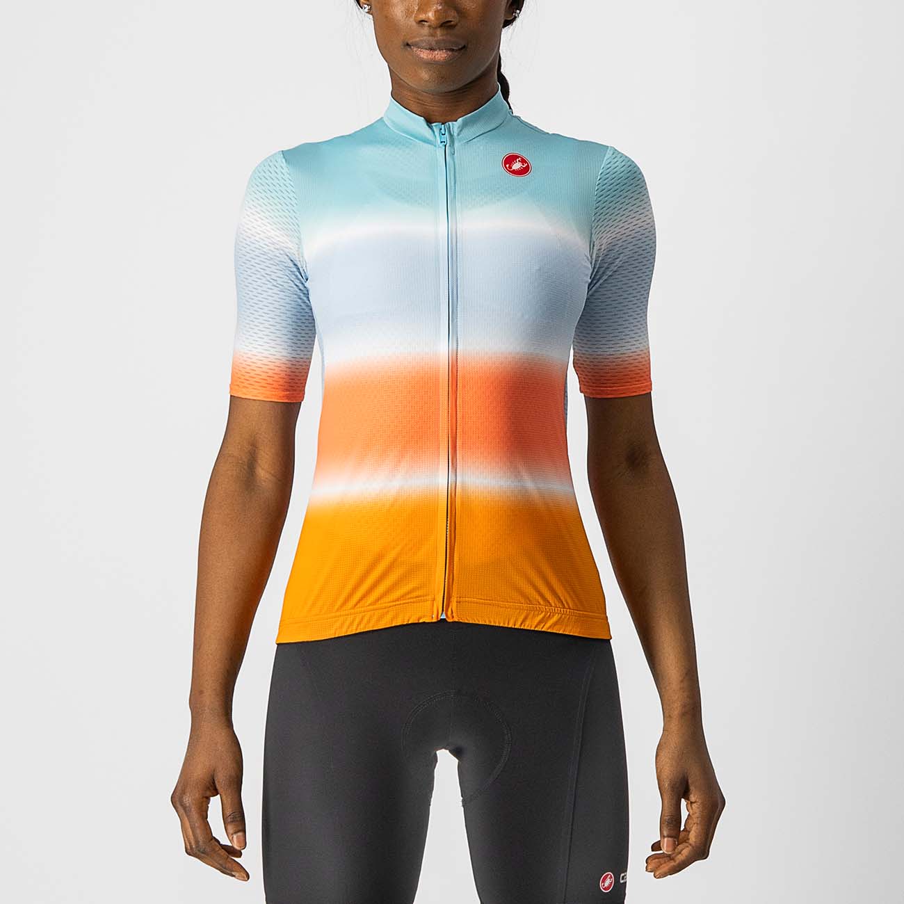 
                CASTELLI Cyklistický dres s krátkym rukávom - DOLCE LADY - oranžová/modrá L
            
