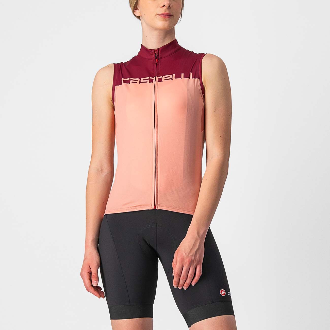 
                CASTELLI Cyklistický dres bez rukávov - VELOCISSIMA LADY - bordová/ružová XS
            