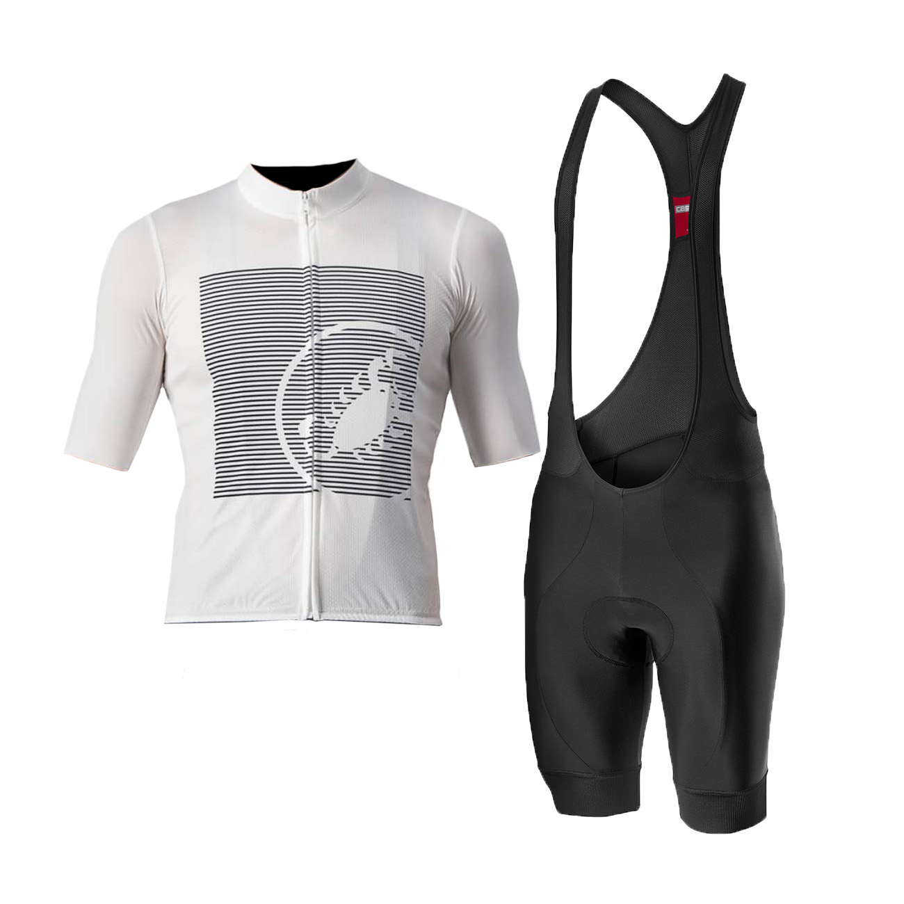 
                CASTELLI Cyklistický krátky dres a krátke nohavice - BAGARRE - ivory/modrá/čierna
            