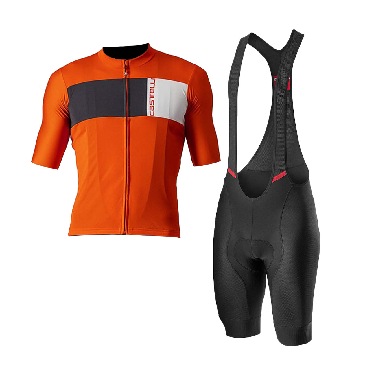
                CASTELLI Cyklistický krátky dres a krátke nohavice - PROLOGO VII - ivory/čierna/oranžová
            