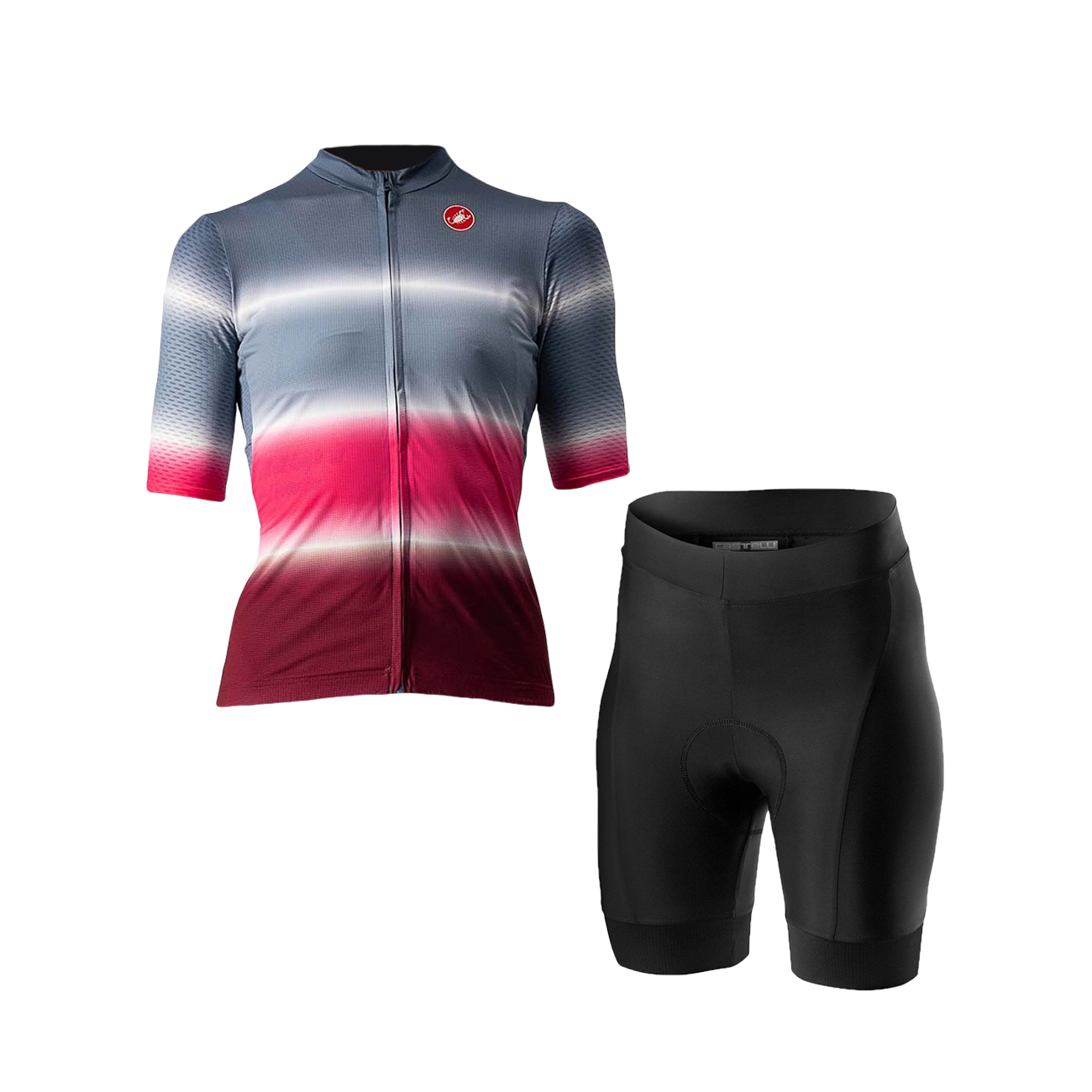 CASTELLI Cyklistický krátky dres a krátke nohavice - DOLCE LADY - čierna/červená/modrá