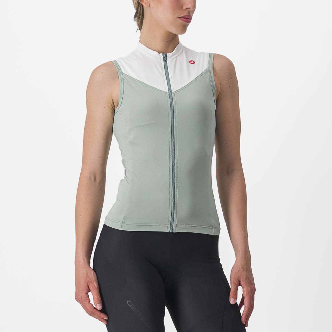 
                CASTELLI Cyklistický dres bez rukávov - SOLARIS LADY - ivory/zelená XL
            