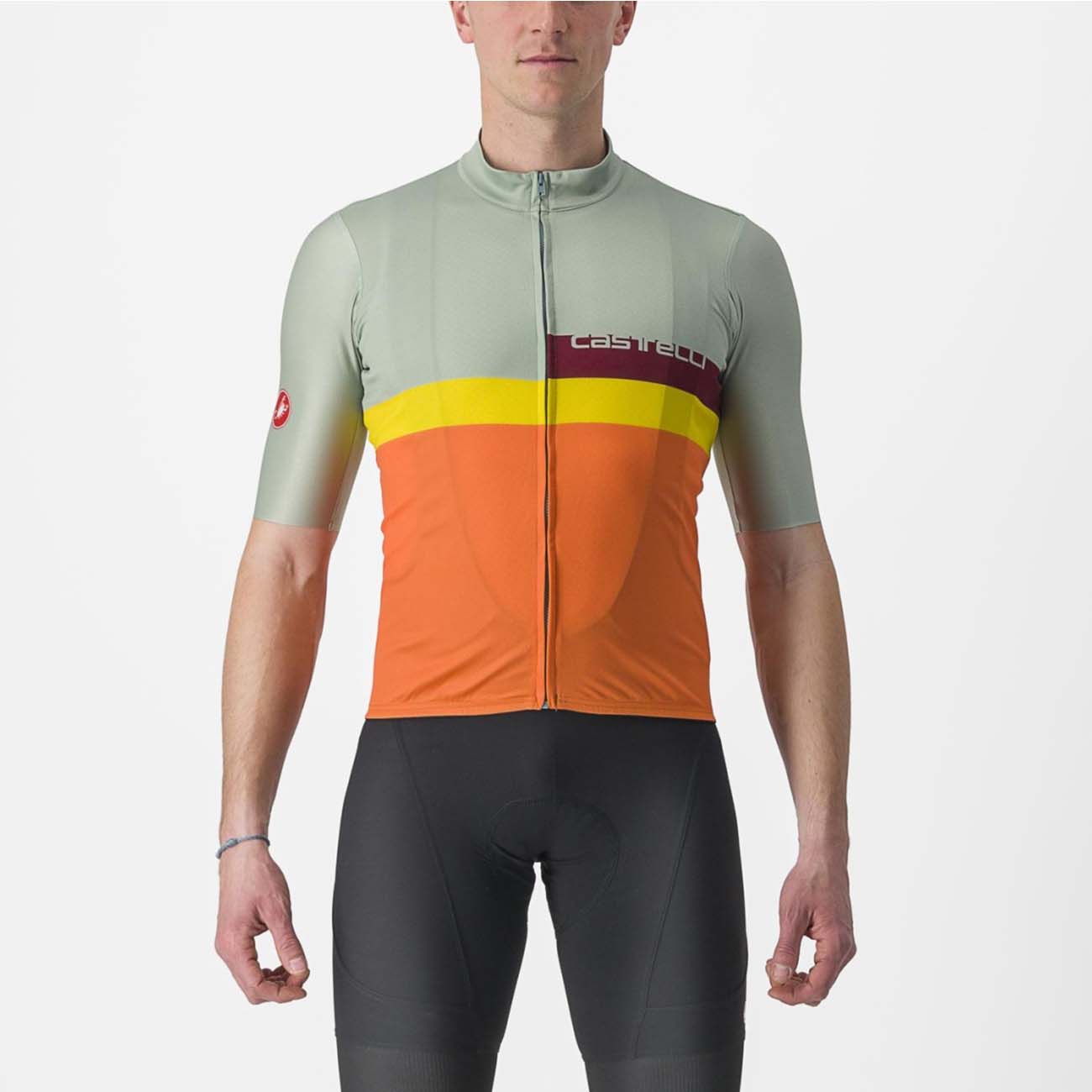 
                CASTELLI Cyklistický dres s krátkym rukávom - A BLOCCO - oranžová/bordová/zelená/žltá
            