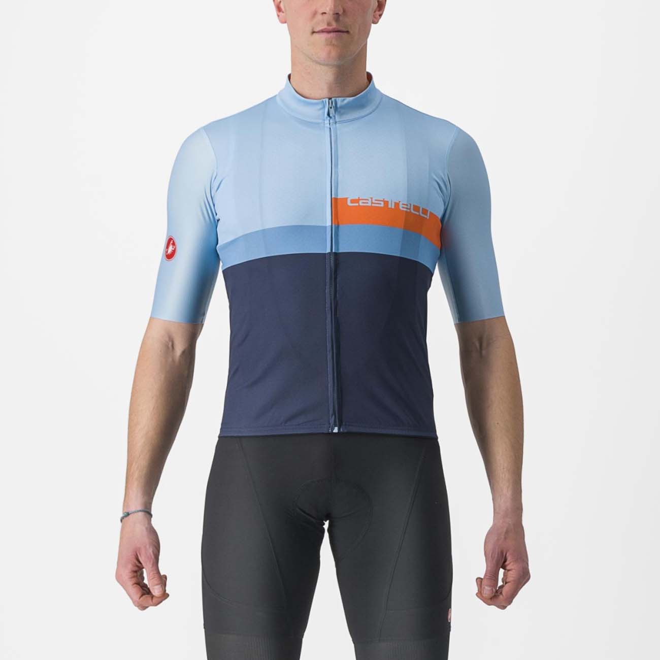 
                CASTELLI Cyklistický dres s krátkym rukávom - A BLOCCO - modrá/oranžová 3XL
            