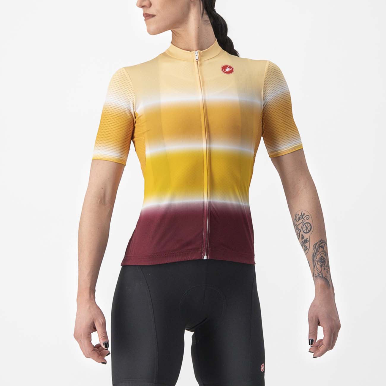 
                CASTELLI Cyklistický dres s krátkym rukávom - DOLCE LADY - bordová/žltá L
            