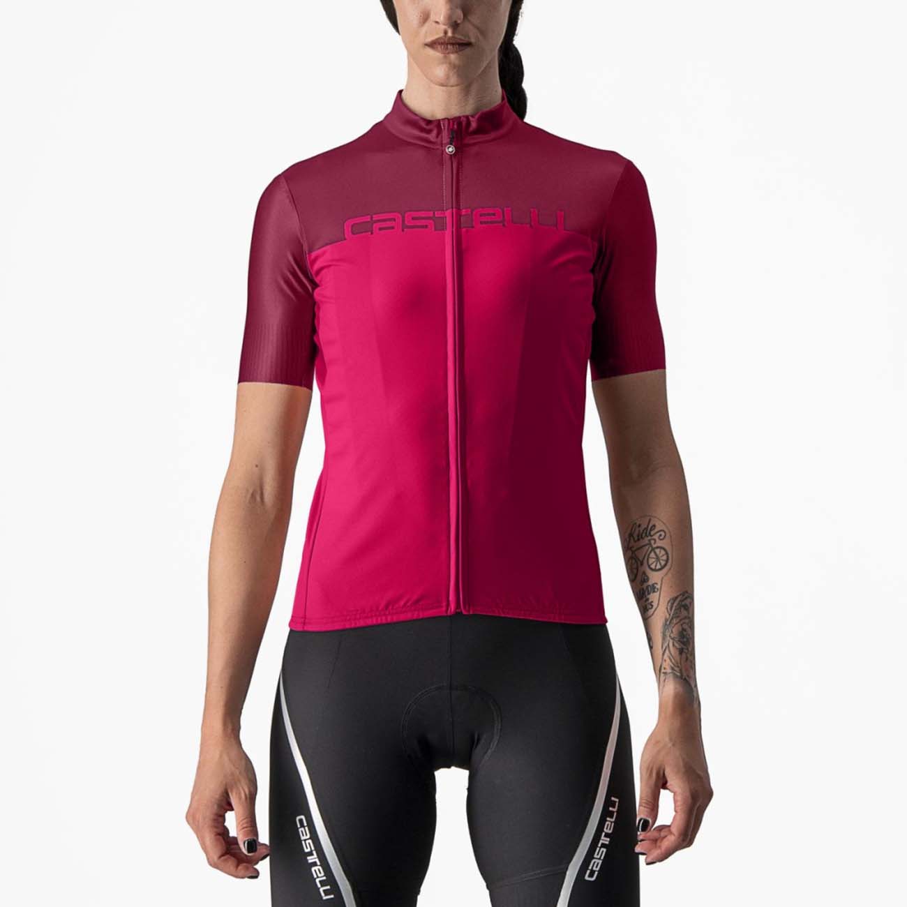 CASTELLI Cyklistický dres s krátkym rukávom - VELOCISSIMA LADY - červená/ružová