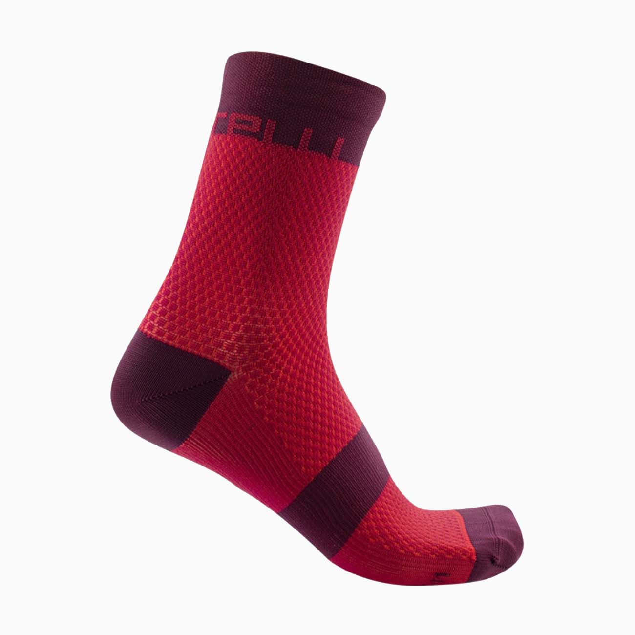 
                CASTELLI Cyklistické ponožky klasické - VELOCISSIMA 12 LADY - bordová/červená
            