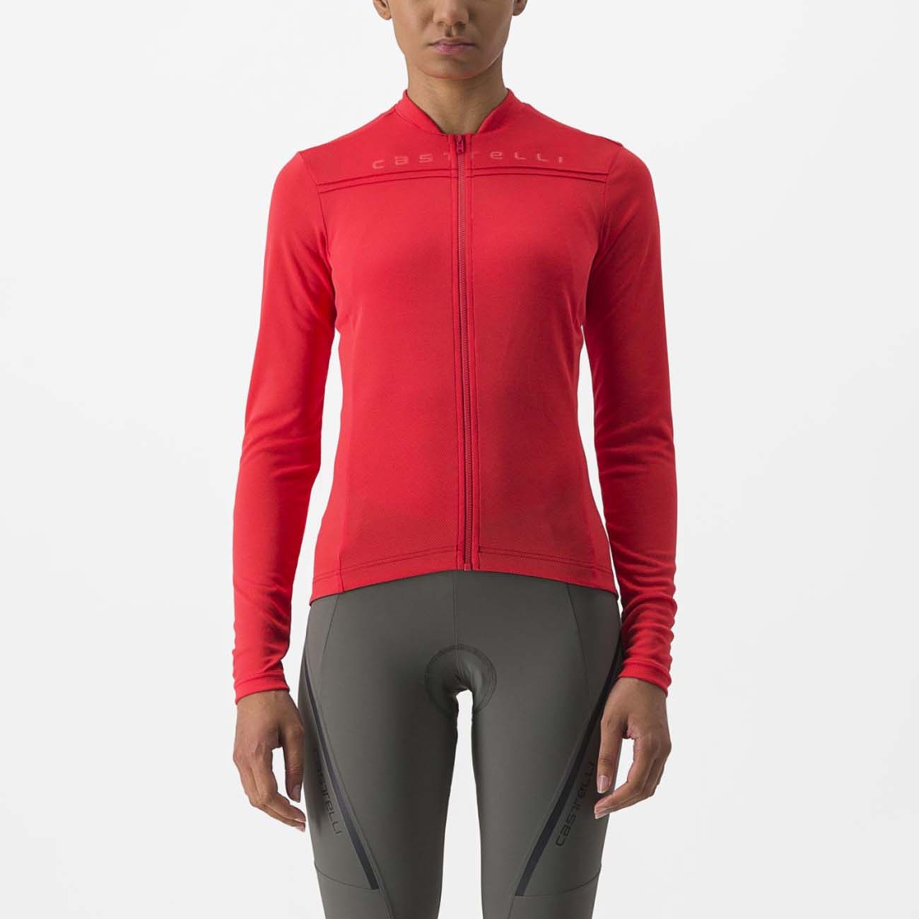 CASTELLI Cyklistický dres s dlhým rukávom letný - ANIMA 4 LADY - červená
