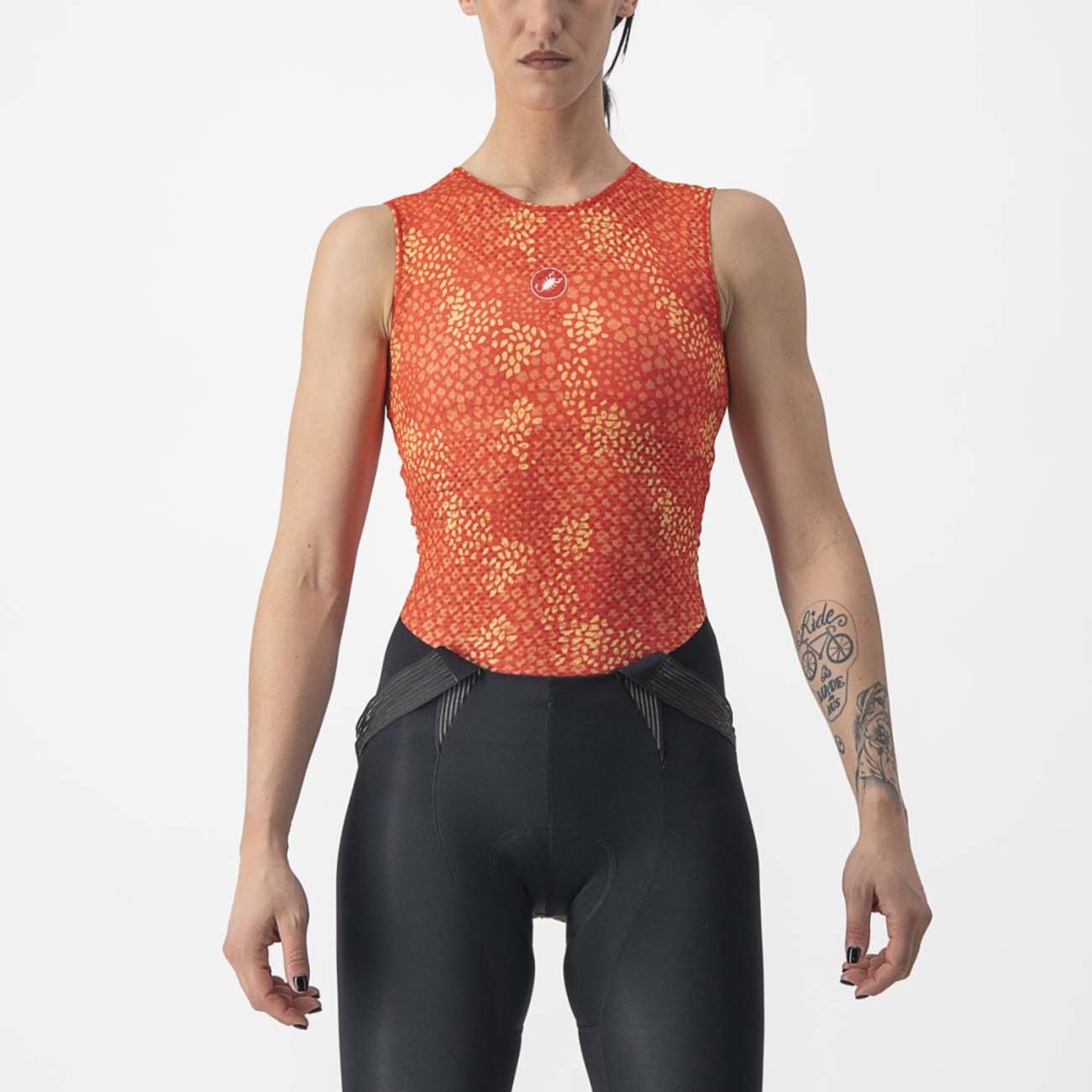 
                CASTELLI Cyklistické tričko bez rukávov - PRO MESH 4 W LADY - oranžová
            