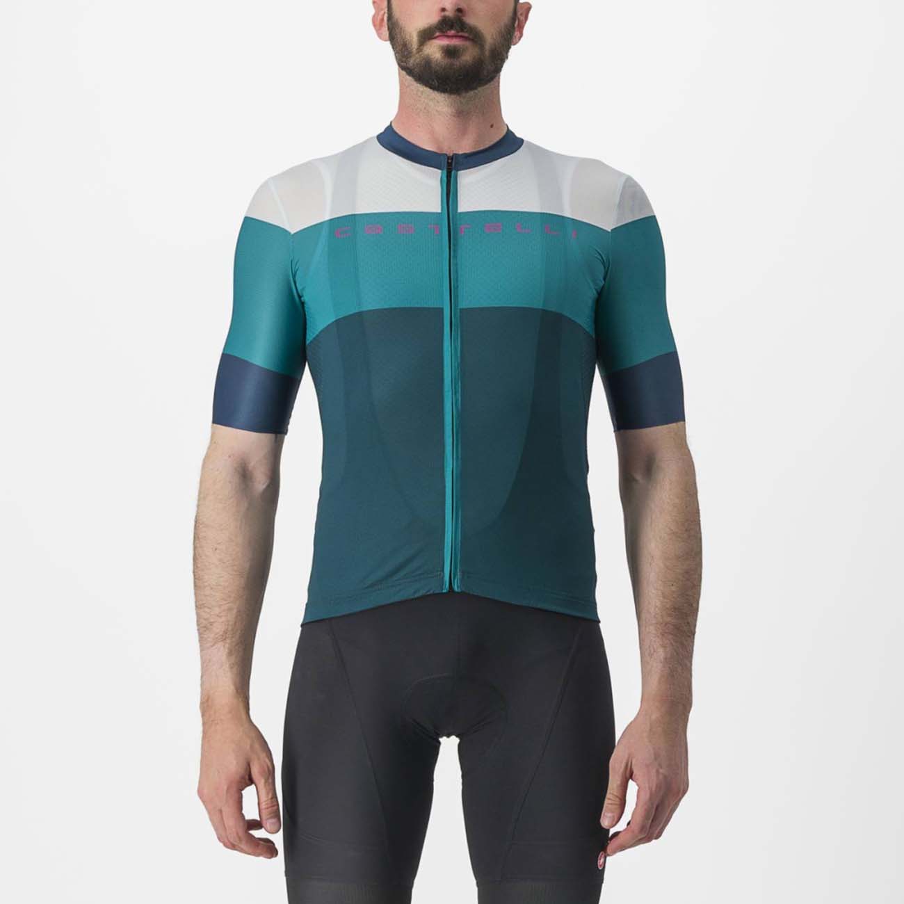 
                CASTELLI Cyklistický dres s krátkym rukávom - SEZIONE - zelená XL
            