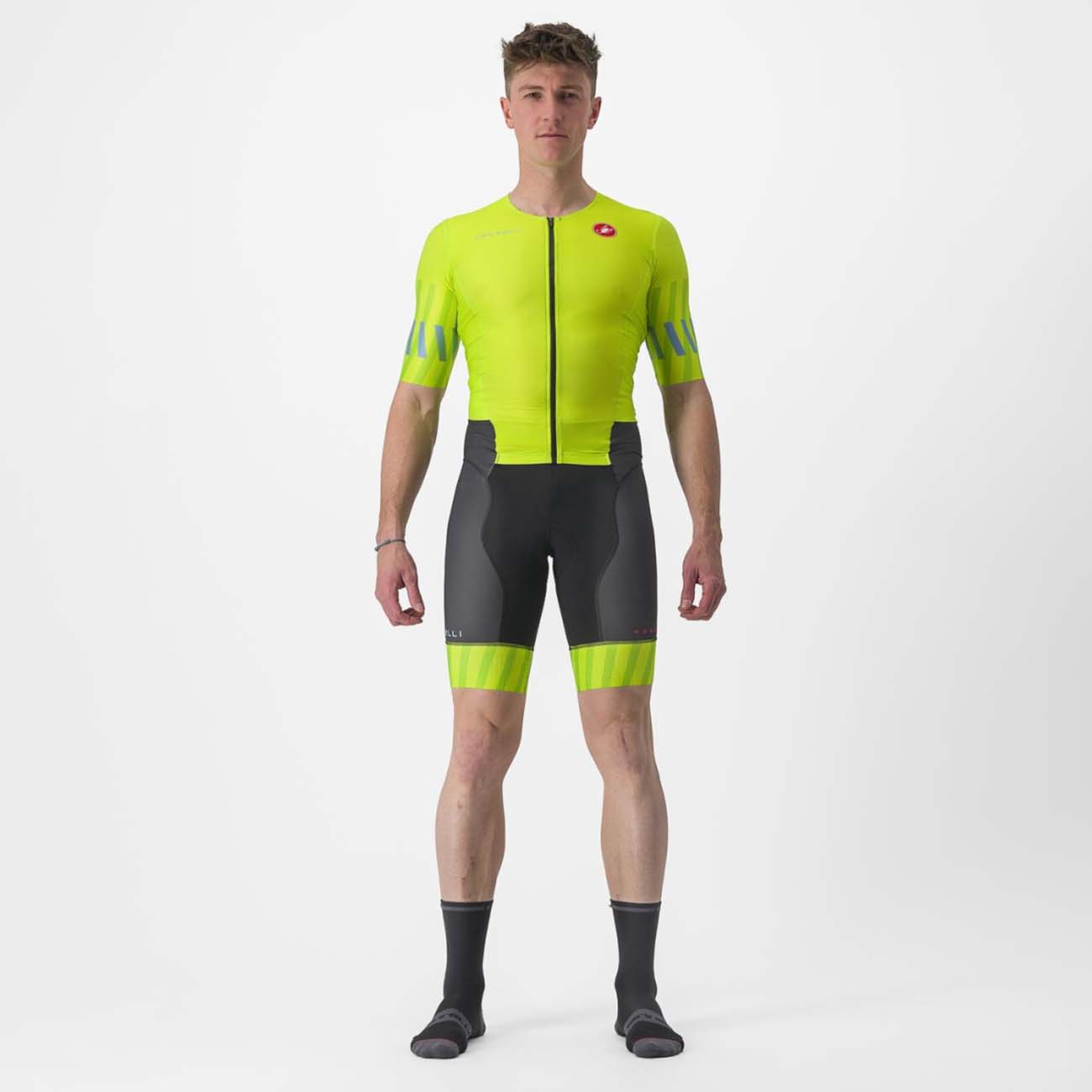 CASTELLI Cyklistická kombinéza - FREE SANREMO 2 - žltá/čierna