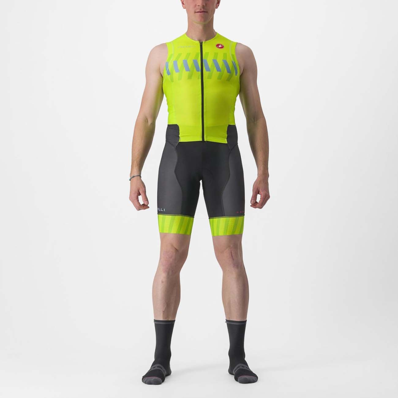 CASTELLI Cyklistická kombinéza - FREE SANREMO 2 - čierna/žltá