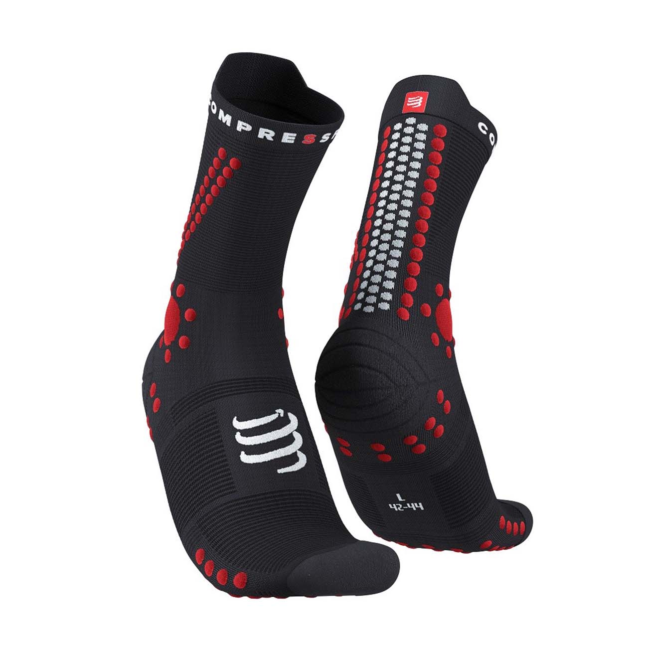
                COMPRESSPORT Cyklistické ponožky klasické - PRO RACING 4.0 TRAIL - červená/čierna
            