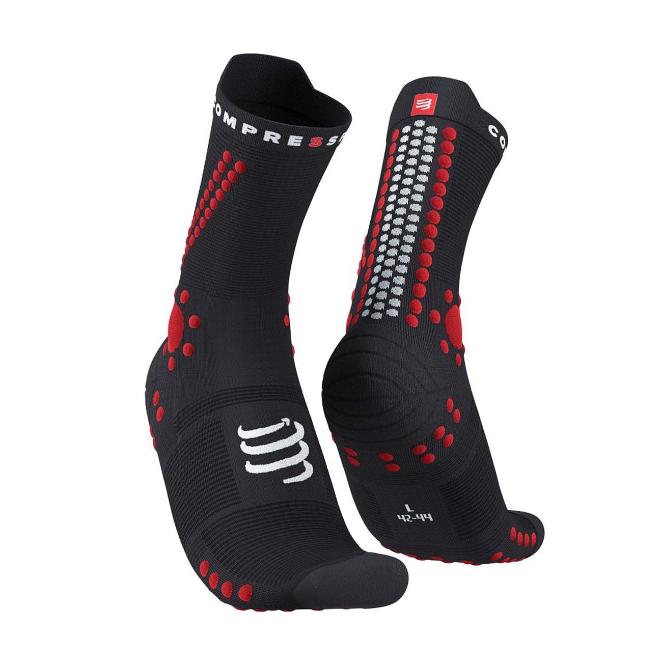 COMPRESSPORT Cyklistické ponožky klasické - PRO RACING 4.0 TRAIL - červená/čierna 35-38