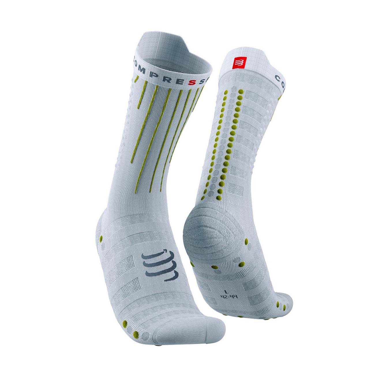 E-shop COMPRESSPORT Cyklistické ponožky klasické - AERO - biela/žltá 39-41
